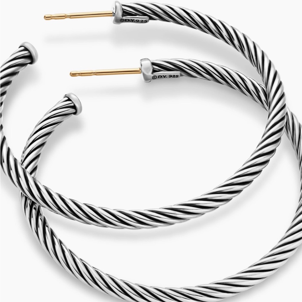 David Yurman Cable Hoop Earrings
Sterling Silver, 1.5in - Picture 2 of 4